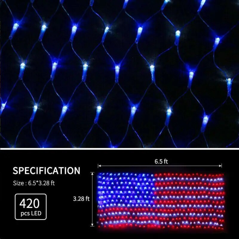 American Flag 420 LED String Lights Large USA Flag Outdoor Waterproof