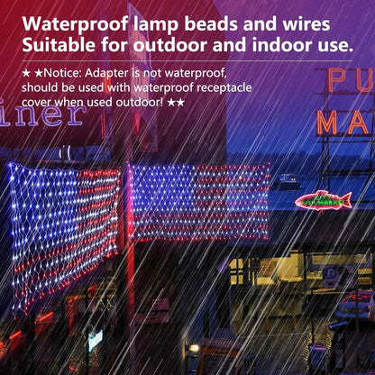 American Flag Light LED Net Light 31V 8 Light Modes With Timing Memory Function  Indoor Outdoor