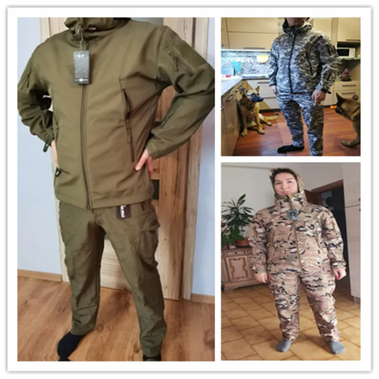 Mens Tactical Softshell Camouflage Jacket Set