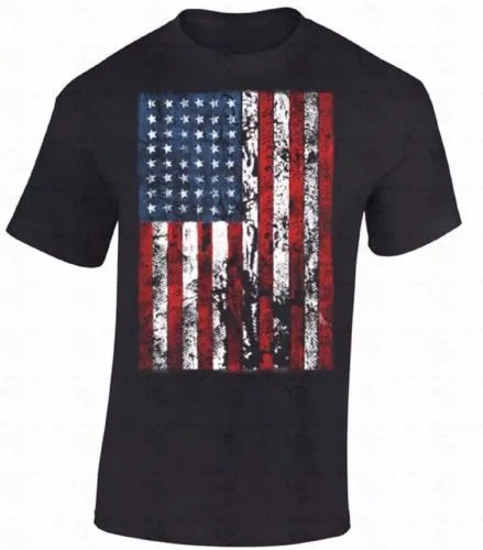 American Flag T Shirt mens Distressed patriotic tattered vintage  Design