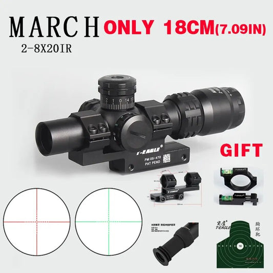 2-8x20IR Adjustable Green Red Dot Rifle Scope