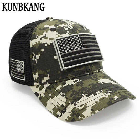 Military Camouflage USA Flag Patch Hat