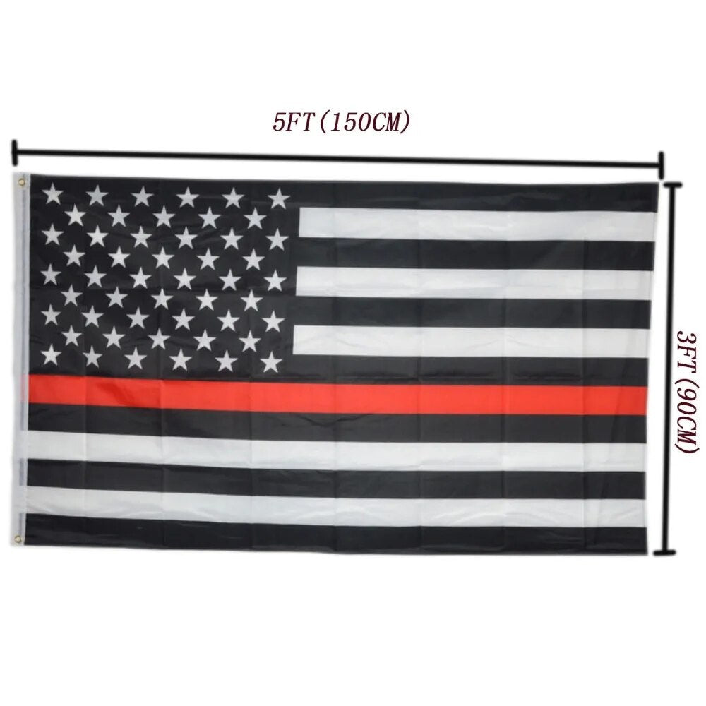 Thin Red Line Police USA Flag Respect and Honor Banner 3x5 Foot US Flags