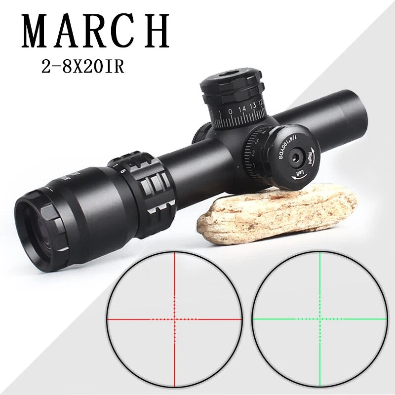 2-8x20IR Adjustable Green Red Dot Rifle Scope