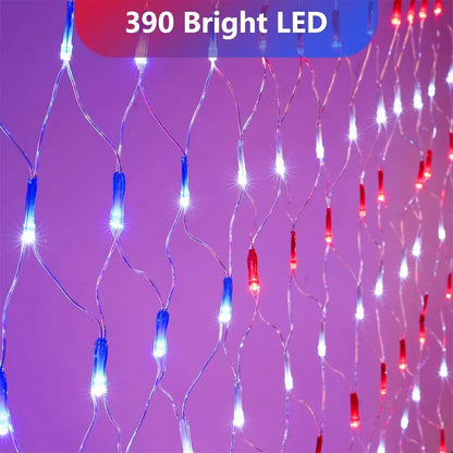 American Flag Light LED Net Light 31V 8 Light Modes With Timing Memory Function  Indoor Outdoor