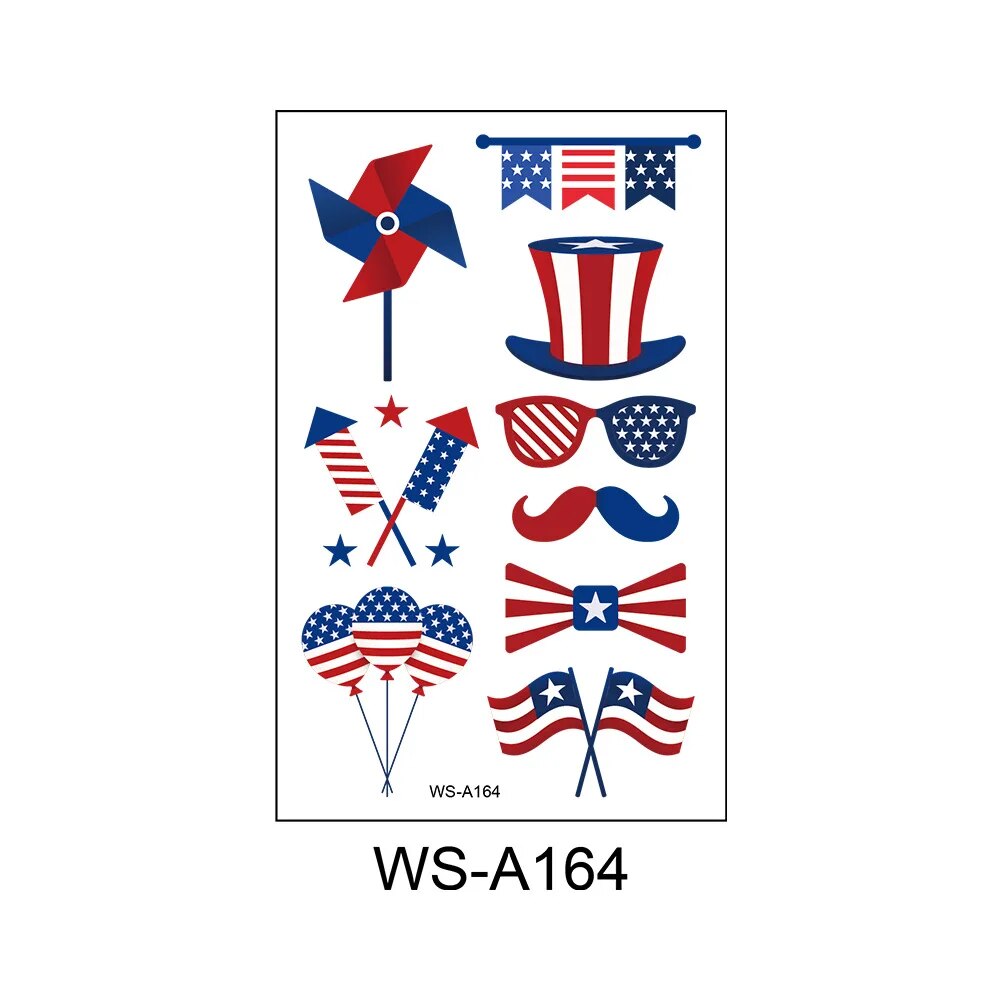 10pcs USA Flag Premium Waterproof Temporary Tattoo