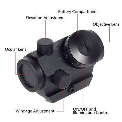 1x20  Red Dot Sight  With 1 inch Riser for a Picatinny rail