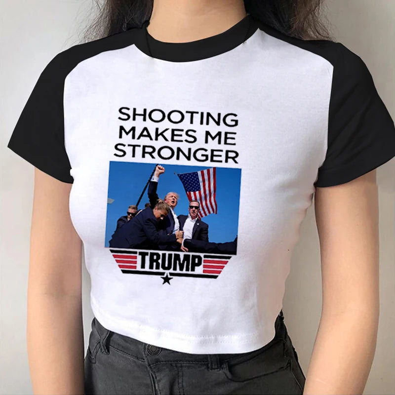 Donald Trump  T-shirt For Women Short Sleeve Shooting Makes Me Stronger