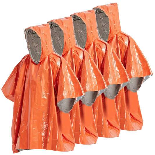 4/8pcs Emergency Rain Poncho & Weather Proof Thermal Blanket