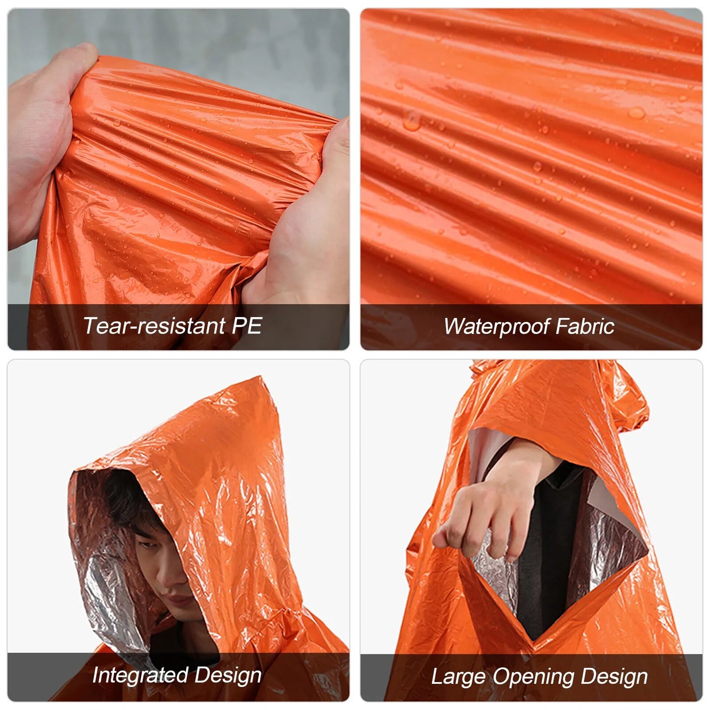 4/8pcs Emergency Rain Poncho & Weather Proof Thermal Blanket